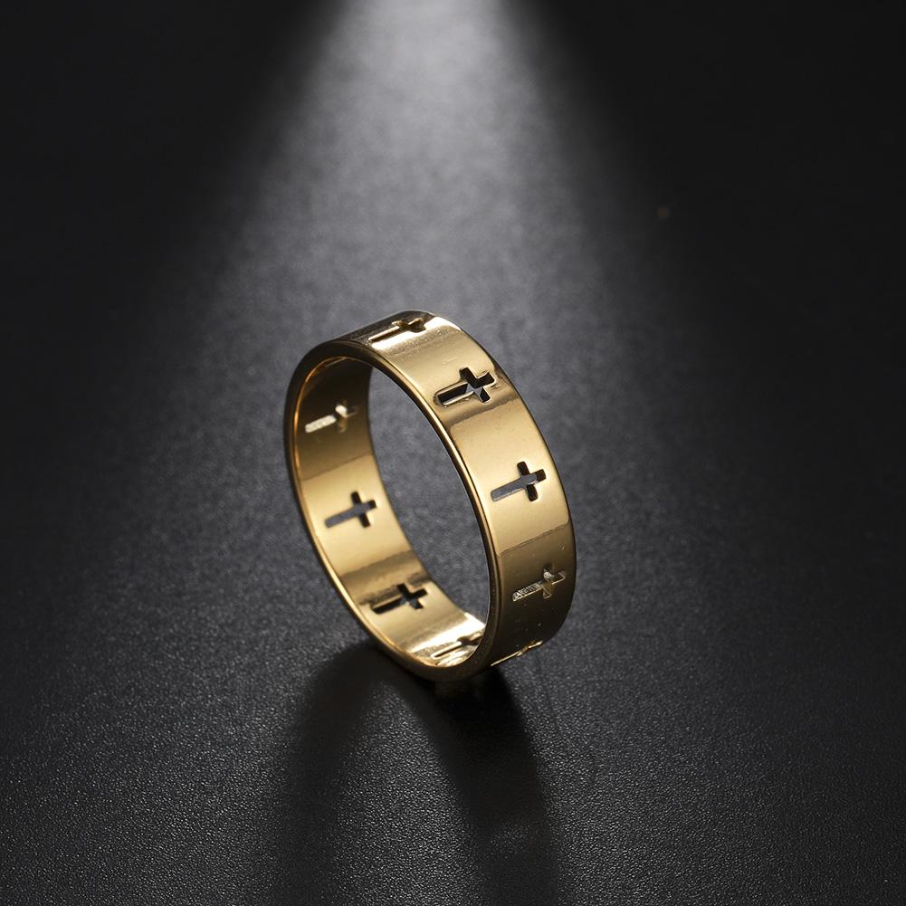 Jeshayuan Personality Hollow Christian Cross Ring For Men And Women Birthday Gift Jewelry Stainless Steel Ring