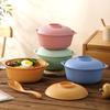 ZISIZ Nordic Enamel Instant Noodle Bowl with Lid and Handles