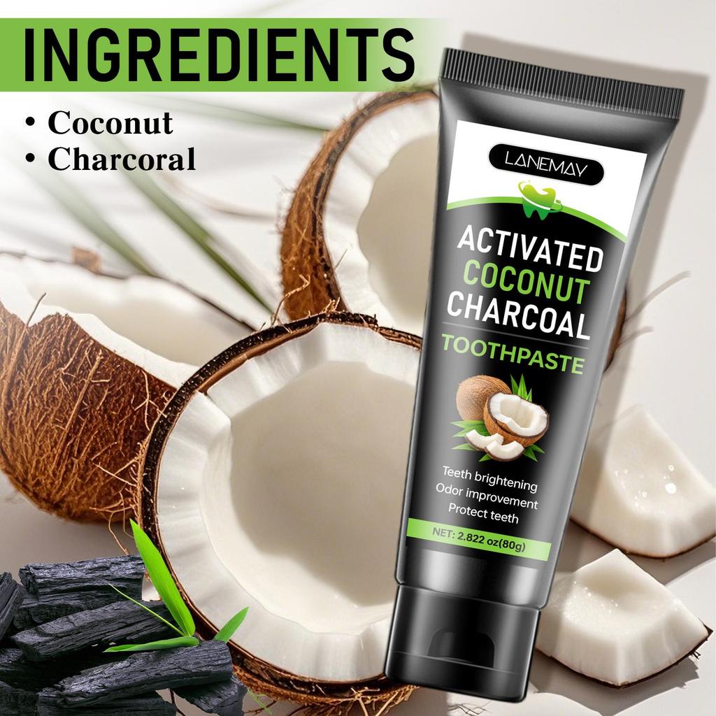 Activated Coconut Charcoal Toothpaste-Teeth Brightening And Odor Improvement-Protect Teeth For Men And Women, 80g