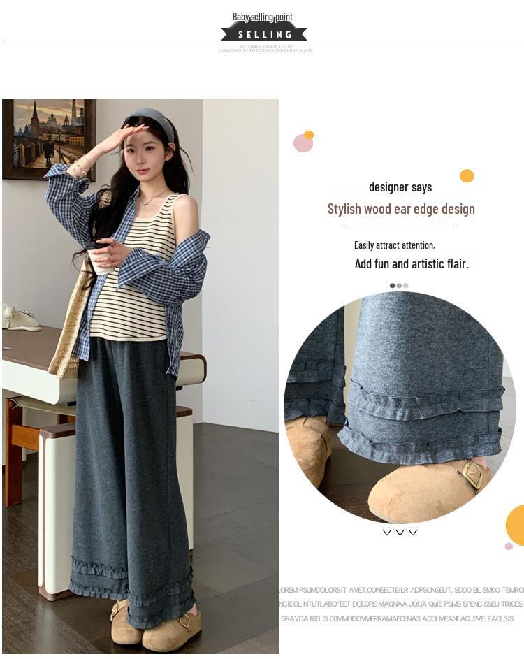 Spring 2026 Maternity Fashion: Plaid Shirt, Striped Vest & Wide-Leg Pants Set