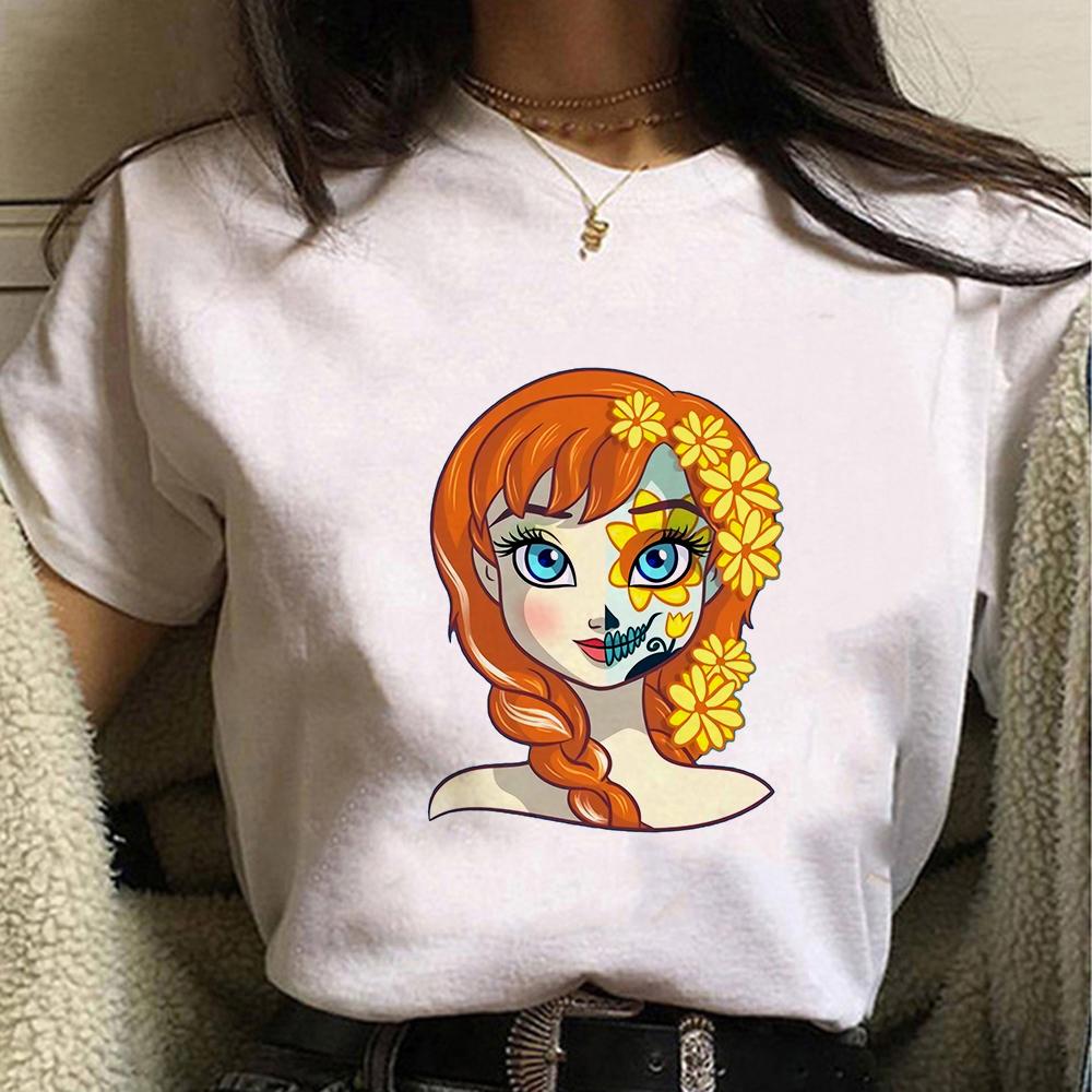 Disney Cartoon Villain Princess Graphic T Shirts Streetwear Y2k Women T-shirts Summer Tops Harajuku Ladies T Shirt White Blouses