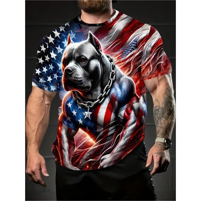 Daily Comfort Men s Novel 3D Digital Printed T-shirt-Casual Polyester Fiber Breathable Fabric, S