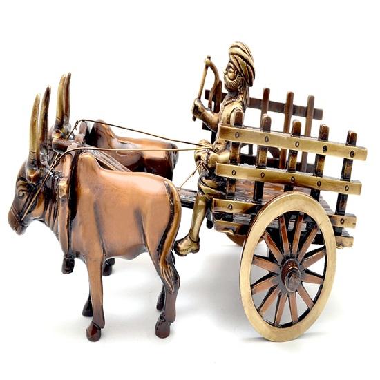 Bullock Cart Design Prunkstück mit Messingdekor, 22,86 cm Standard, 1 Stück
