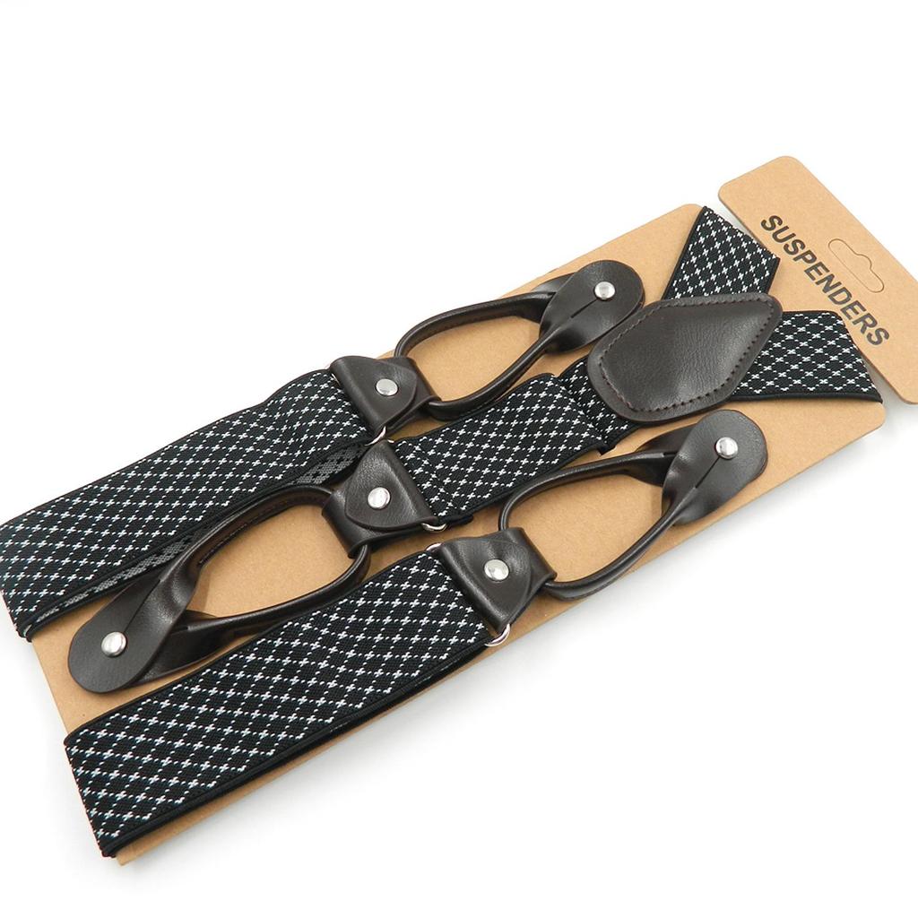 Men's Y-Back Elastic Suspender with 6 Clips - Casual Style for Adults