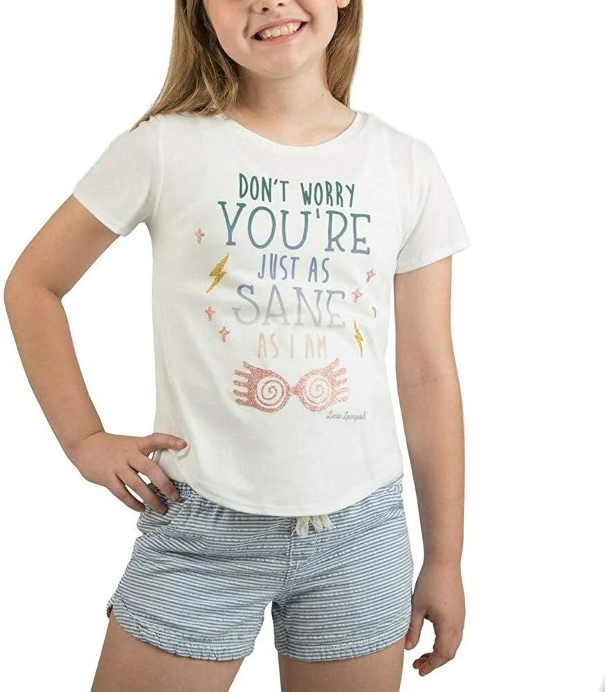 

Harry Potter Youth Girls Luna Lovegood Don t Worry Glitter T-Shirt New S, M 2XL