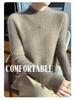 Women's 100% Wool Half-High Collar Cable Knit Pullover Sweater