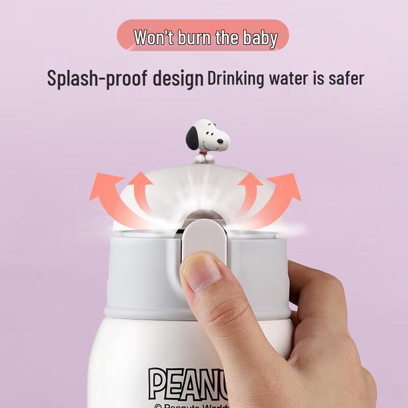 SNOOPY Isolierte Trinkflasche für Kinder mit 3 Deckeln