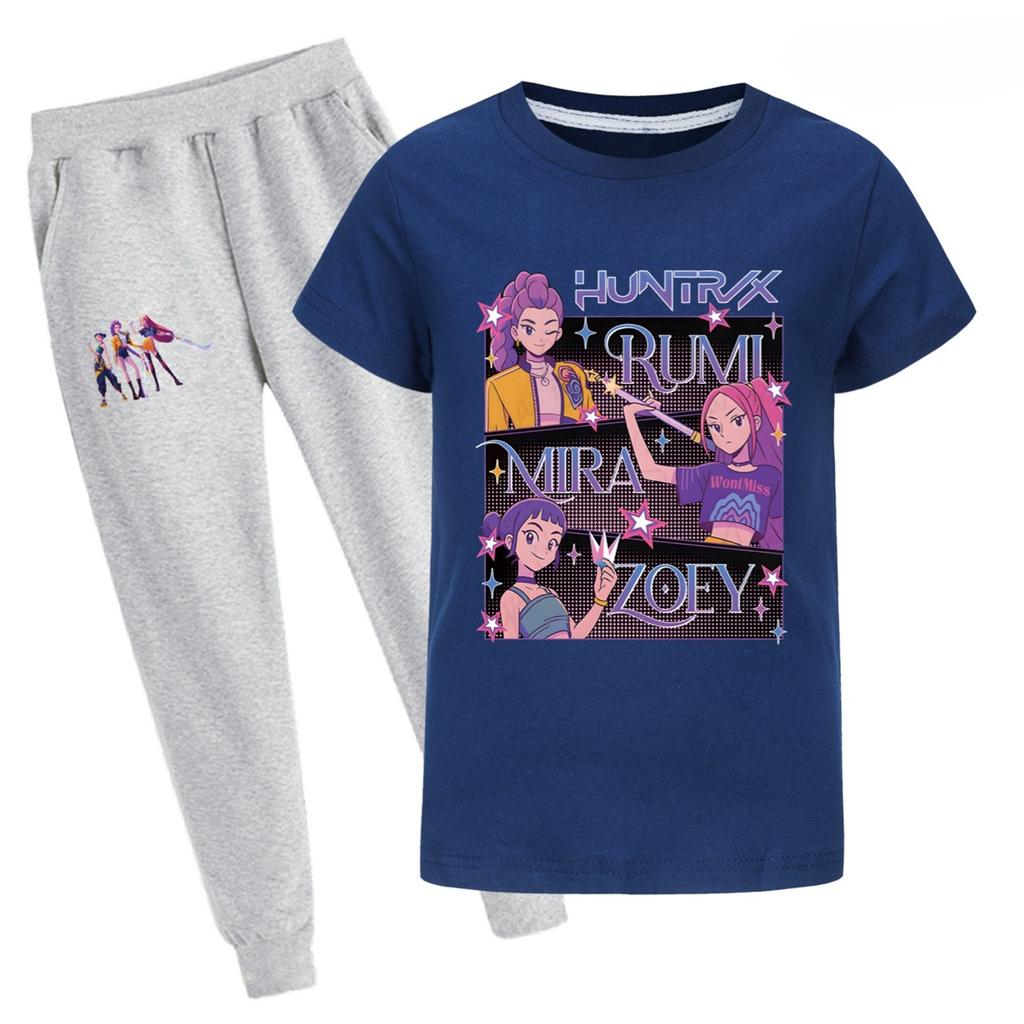 Children's Summer Sports T-shirt And Pants Two-piece Sportswear Set Short-sleeved Printed Clothing Suit