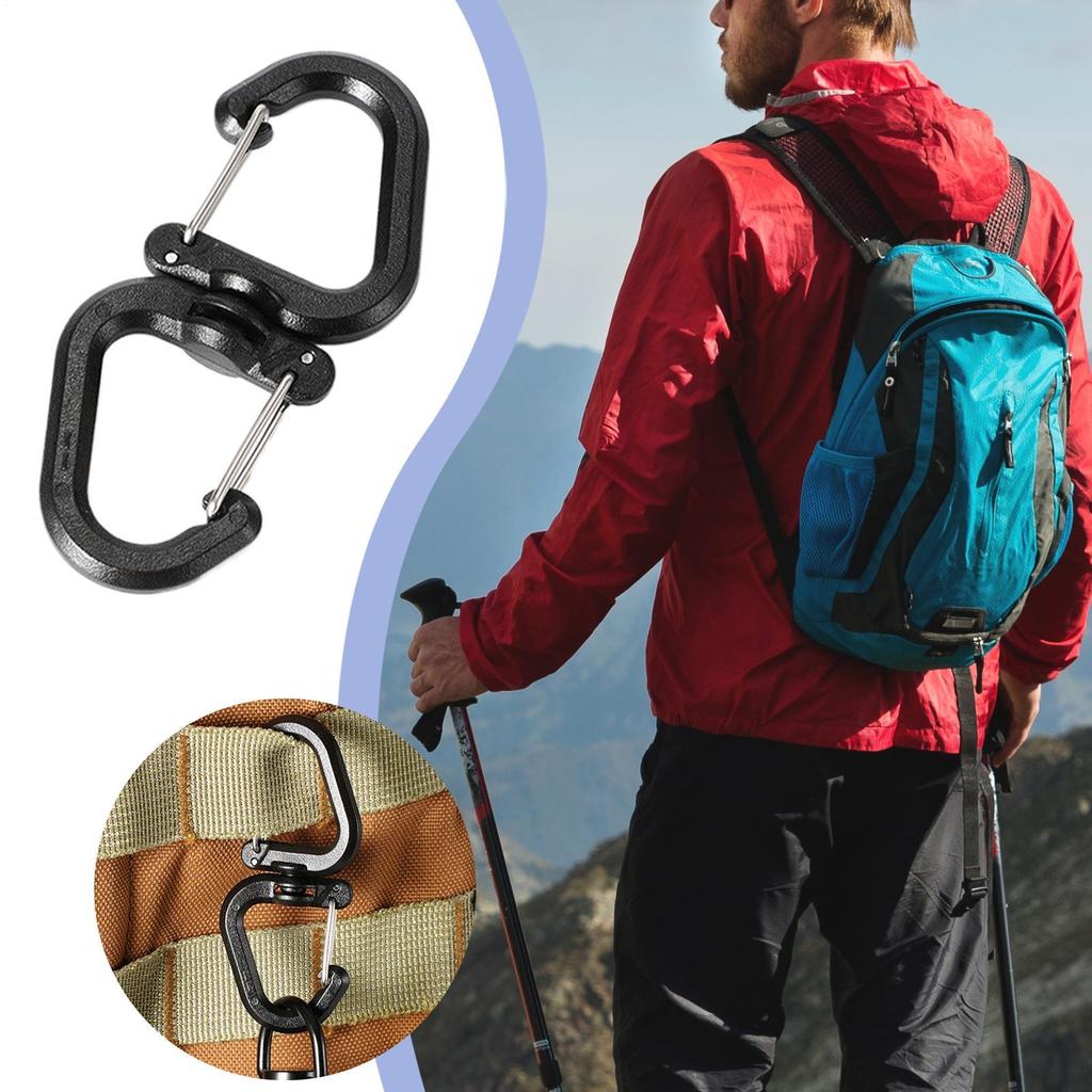 Outdoor Rock Climbing 360 Rotatable Hook Double Carabiner Swivel Connector Keychain Multi-Use Backpack Keychain Hiking Buckle