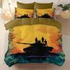 3D Print Duvet Cover 2Pcs,Camouflage Tank Theme Bedding Set with Pillowcase,Reversible Duvet Covers for Kids Boys Bedroom Decor