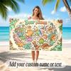 Dinosaur Theme Quick Dry Beach Towel Custom Name Text Print Large Sand Resistant Towel Beach Vacation