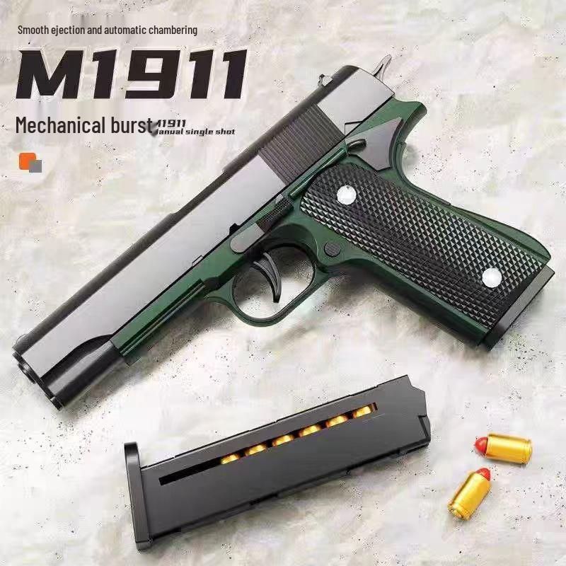 1911 Burst Fire Blowback Toy Gun: Soft Bullet Glock & Desert Eagle Style for Boys