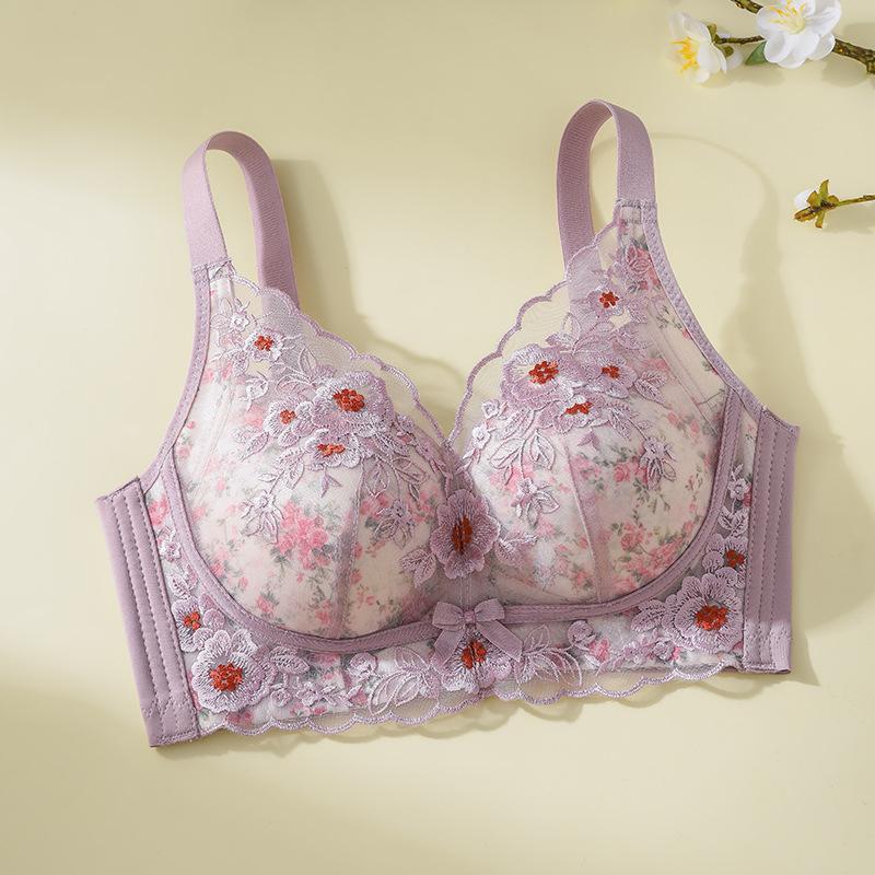 Embroidered Bra for Women Gathered Together To Prevent Sagging and Collect Accessory Breasts Non Empty Cup Bra
