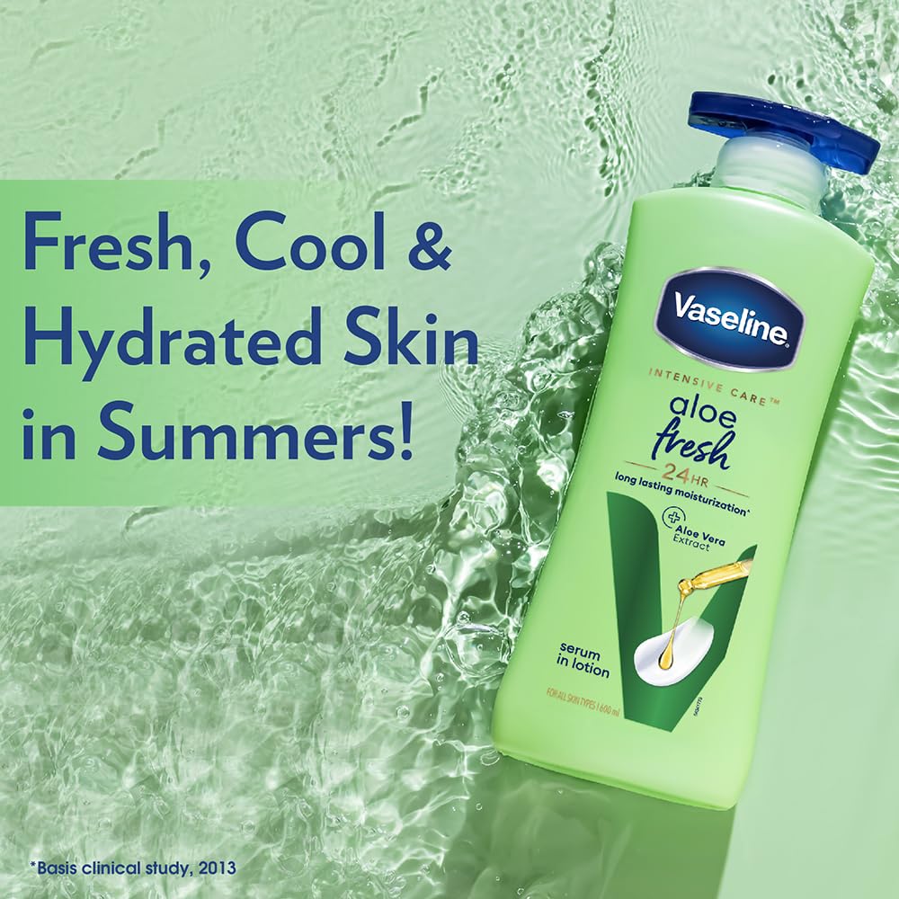 Vaseline Aloe Fresh Bodylotion 600ml Pak van 1 24H Hydratatie Niet-plakkerig Lichtgewicht Huidhydratant