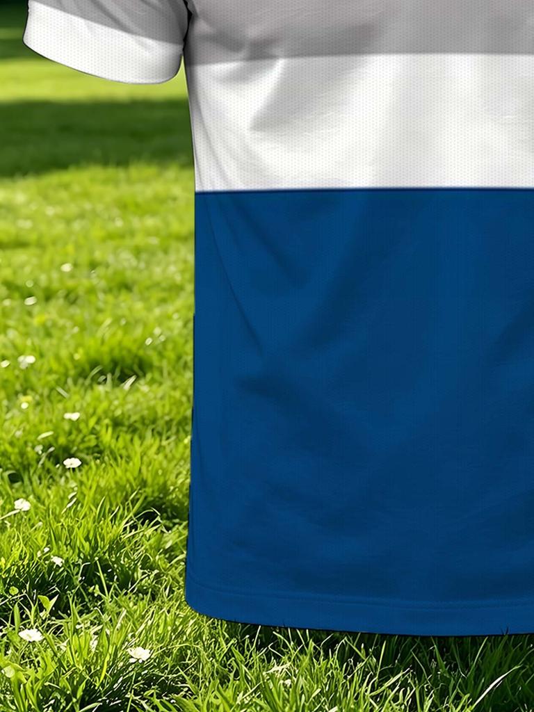 Men's Outdoor Short-Sleeve Polo Shirt, Available in Multiple Sizes, Men's Lapel Polo with Striped Print, Men's Top, Slim Fit, Suitable for Spring,