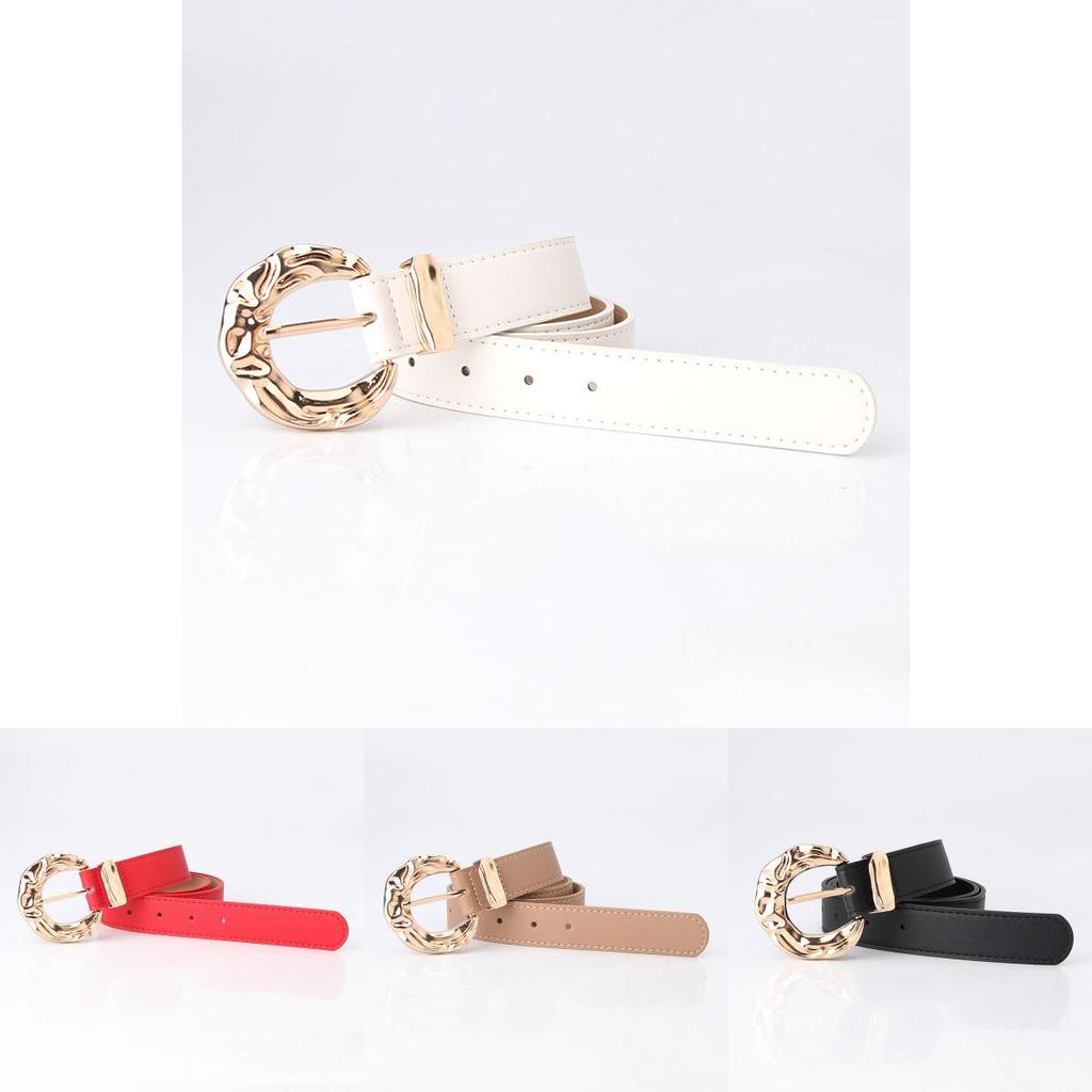 Fashion Womens Pu Belt With Metal Buckle For Casual And Office Wear