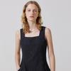 Adowl Clock Denim Long Sleeveless Dress - Black