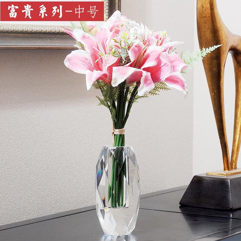 European Crystal Glass Small Vase, Fresh Tabletop Ornaments, Flower Plant, Transparent Bottle, Modern Home Decoration Accessorie