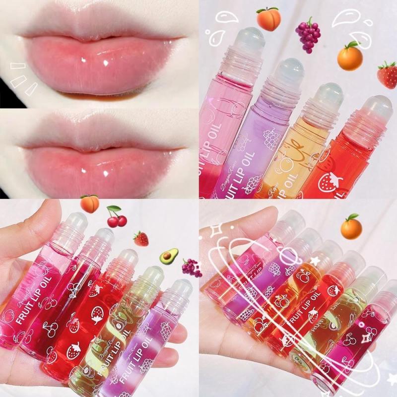 Nourishing Roller Bead Liquid Lipstick Bottled Gloss Moisturizing Waterproof Lip Oil  5pcs