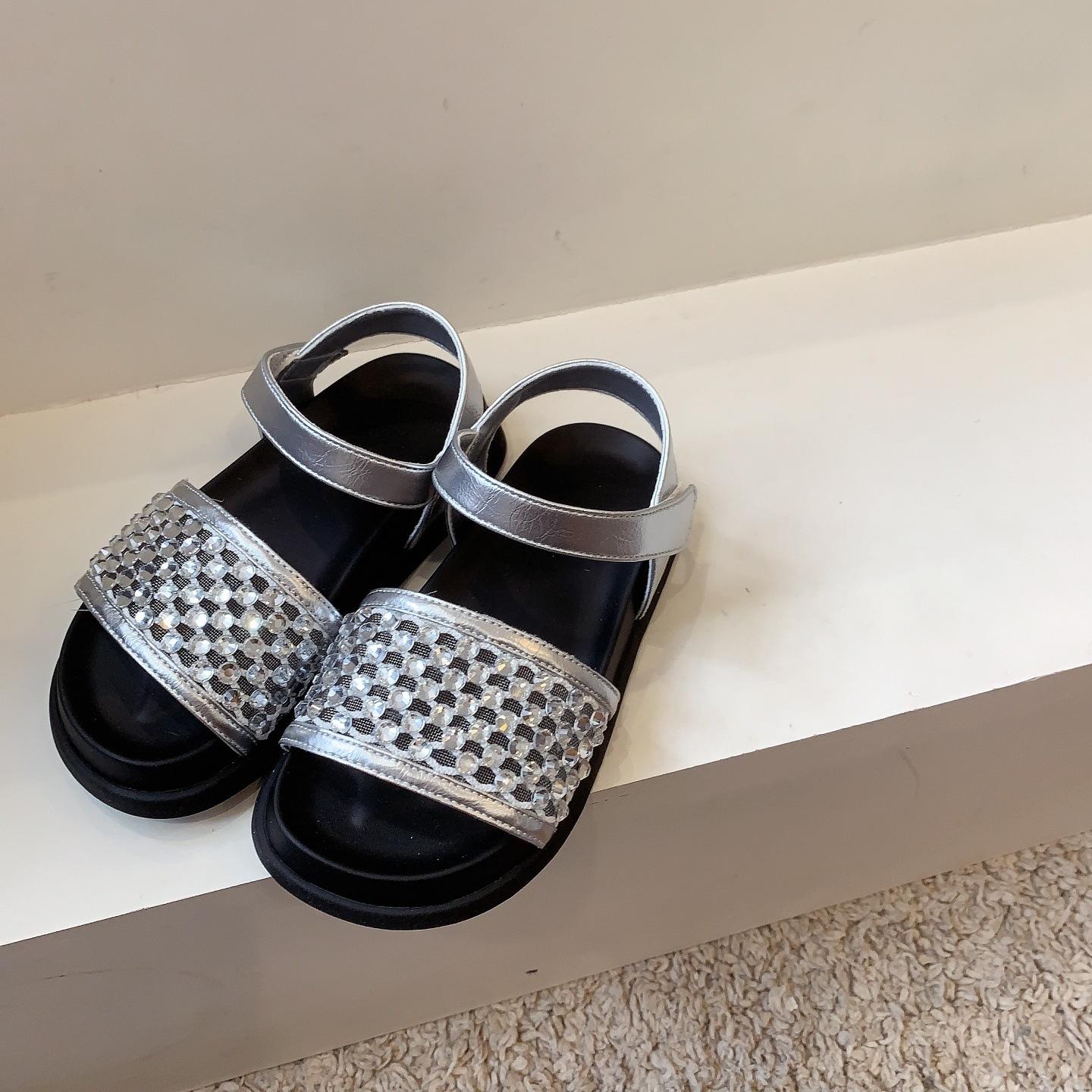 

Nailed classmate 3-6-12 year old girl children sandals girl roman beach shoes lightweight girl princess shoes 26 серебряный
