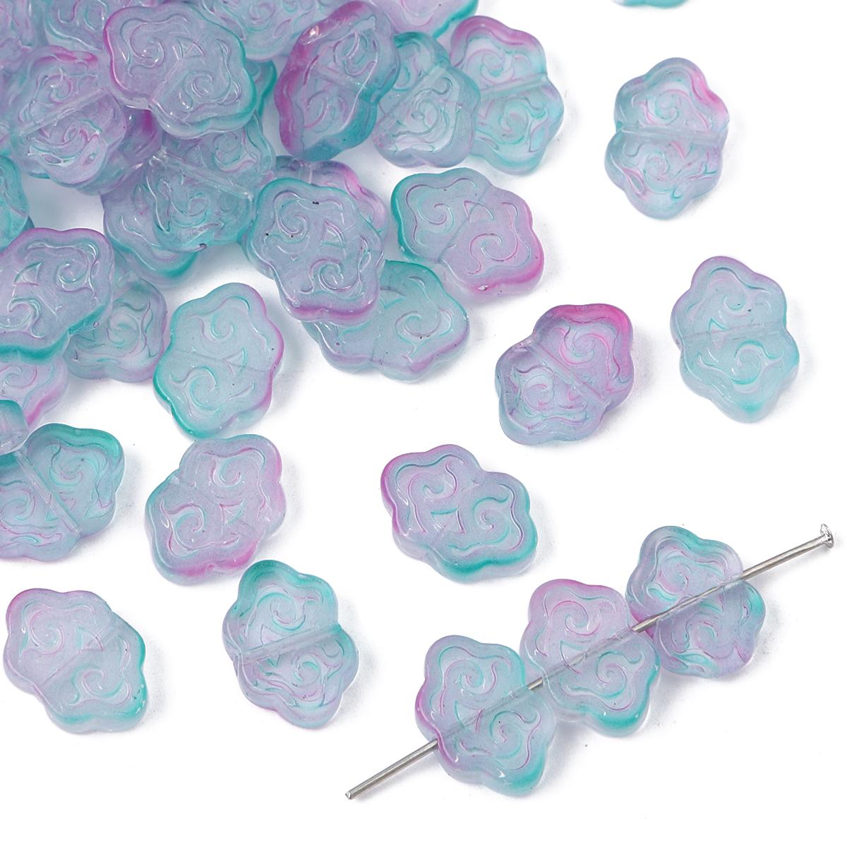 

20 шт. стеклянные двухсторонние узоры со средним отверстием, бусины-облака для DIY, ожерелье, браслет, серьги, изготовление ювелирных изделий, аксессуары для рукоделия