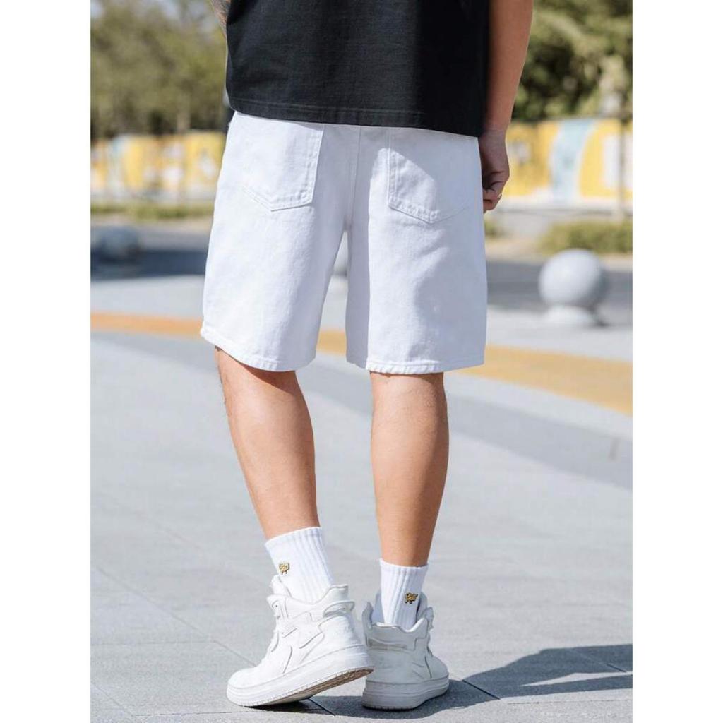 Tendenza Estiva Nicchia Retro Pantaloncini Denim Uomo Larghi Casual Trendy Marca Pantaloni a Cinque Quarti
