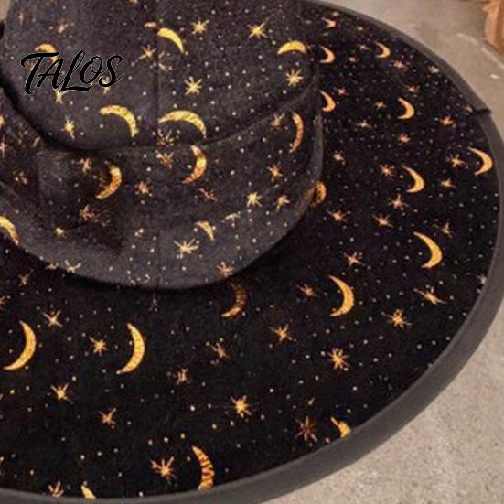 Lightweight Yard Decor Lighted Witch Hat Hanging Halloween Decor, LED Glowing Wizard with Holiday Ornaments Star Tassel Garland, Indoor Outdoor Porch