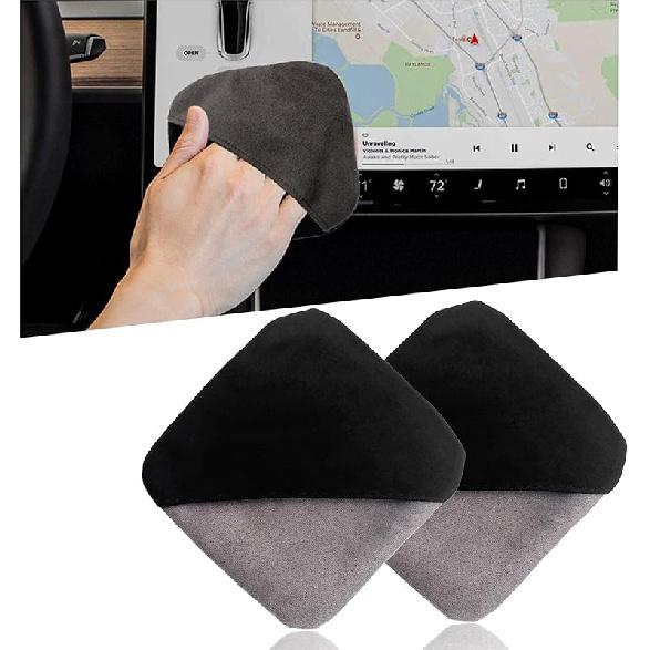 Car Screen Cleaner, 4.72×3.93" Triangle Microfiber Auto Screen Cleaning Pad, Foldable Touch Screen Cleaner Cloth for Vehicle Dashboard LCD Display,