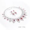 Conjunto de Collar y Pendientes Elegantes con Incrustaciones de Circonita de Diseño de Lujo Ligero para Mujer, Conjunto de Moda y Versátil con Sentido de Diseño de Nicho