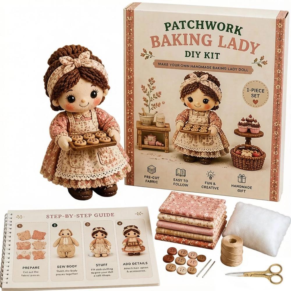 Knitting Grandma Sewing Lady Patchwork DIY Collection Kit Fabric Sewing Kit  for Adults Beginners