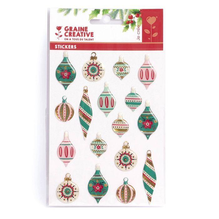 17 stickers boules de Noël époxy