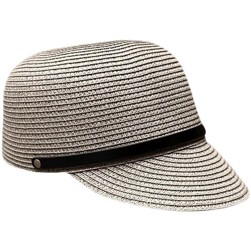 Korean Version Of Straw-Woven Equestrian Hat Women'S Spring Summer Outdoor Outing Visor Hat Versatile Peaked Hat Straw Hat
