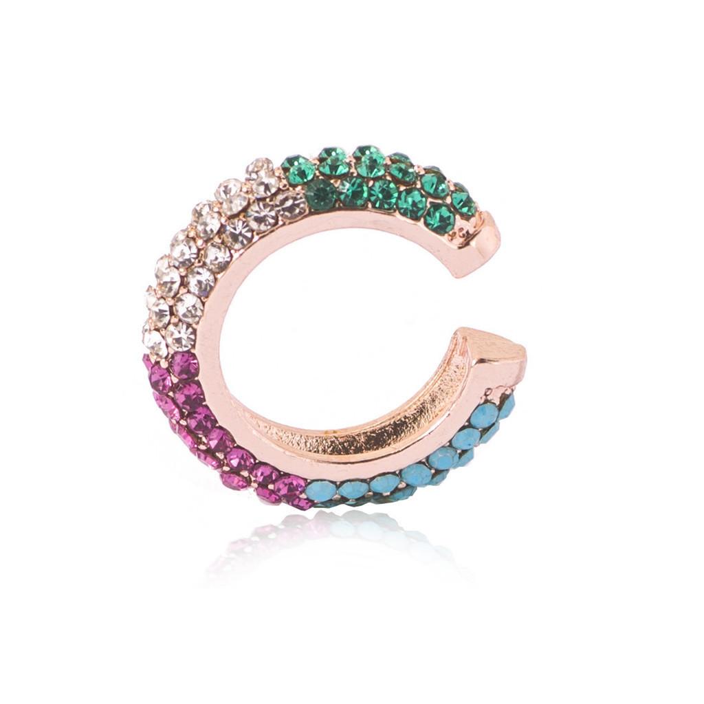 

Современные каффы для ушей со стразами и модные серьги из разноцветного сплава золотой