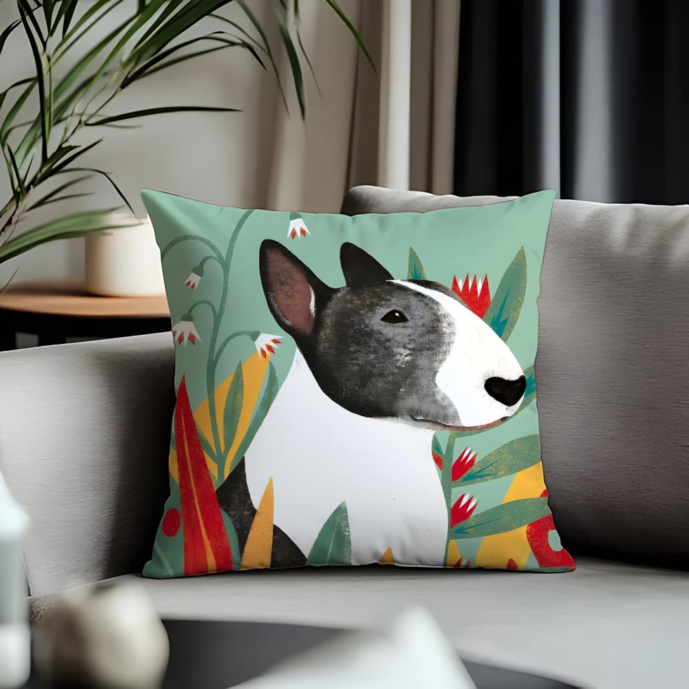 Viral BBull Terriered Cushion Cover Antidustmite Pillowcase Invisible Zipper Silky Short Plush Sofa Cushion Cover