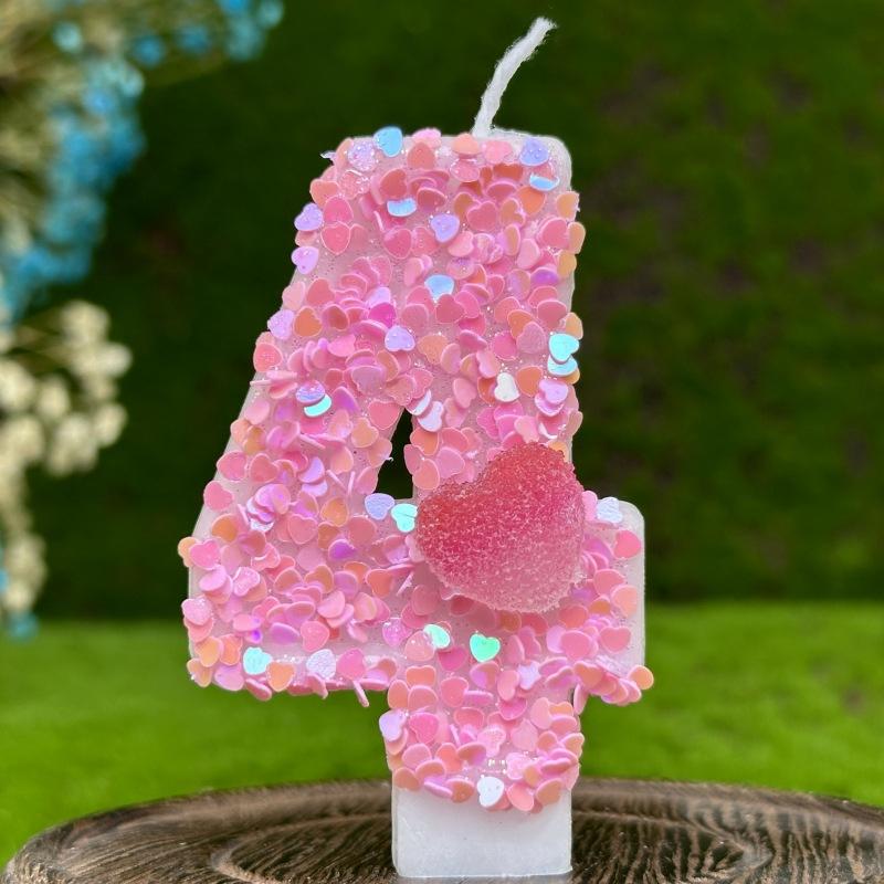 Digitale Geburtstagskerzen Kuchen Dekoration Erster Geburtstag Feier Rosa Liebesherz