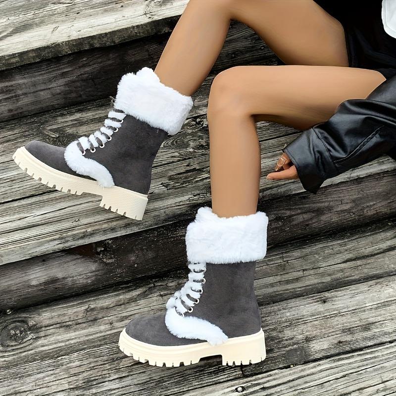 Winter New Thick Bottom Padded Thickened Snow Boots Female Large Size Warm Mid-calf Boots Cotton Shoes Female