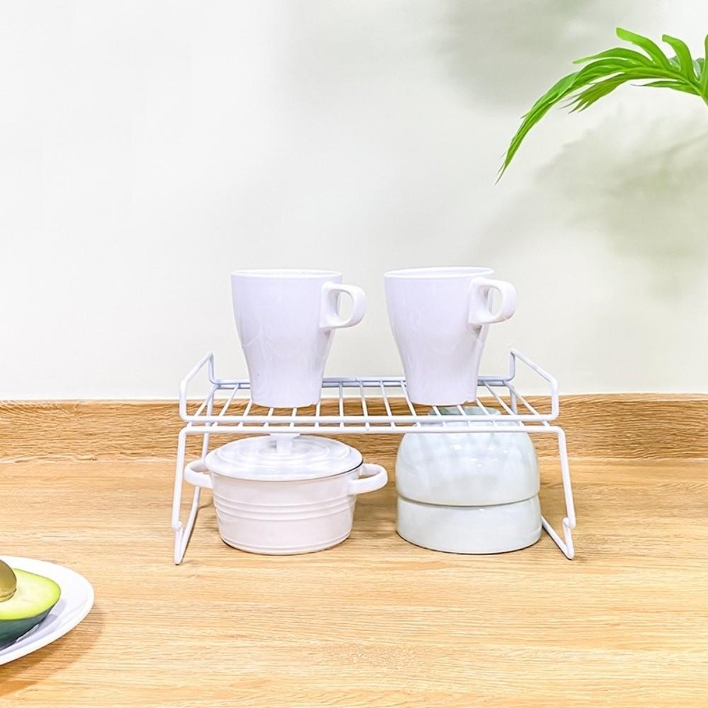 Double-Layered Cupboard Dish Rack Iron Kitchen Organizer Rack Seasoning Storage Rack Kitchenware