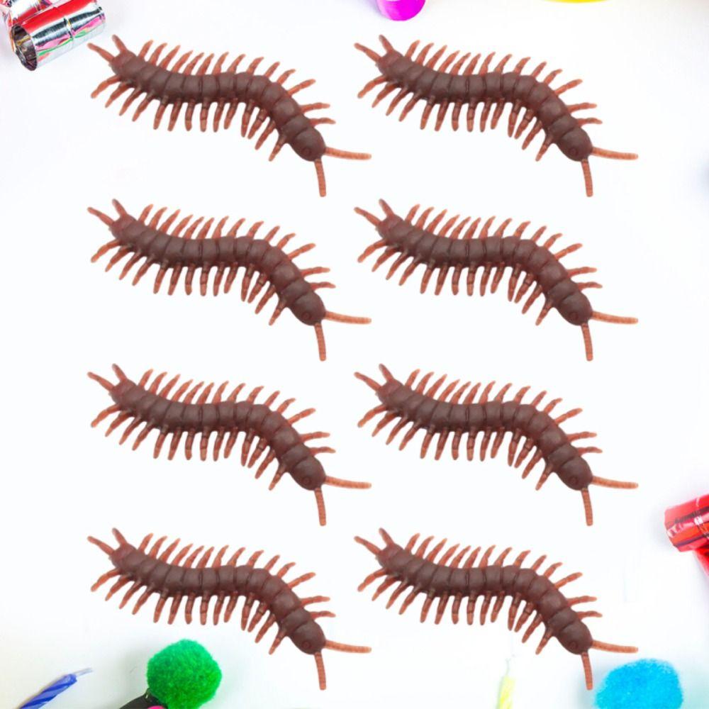 10Pcs/set Centipede Simulation Cockroach Model Simulation Fake Rubber Cockroach  Halloween Party