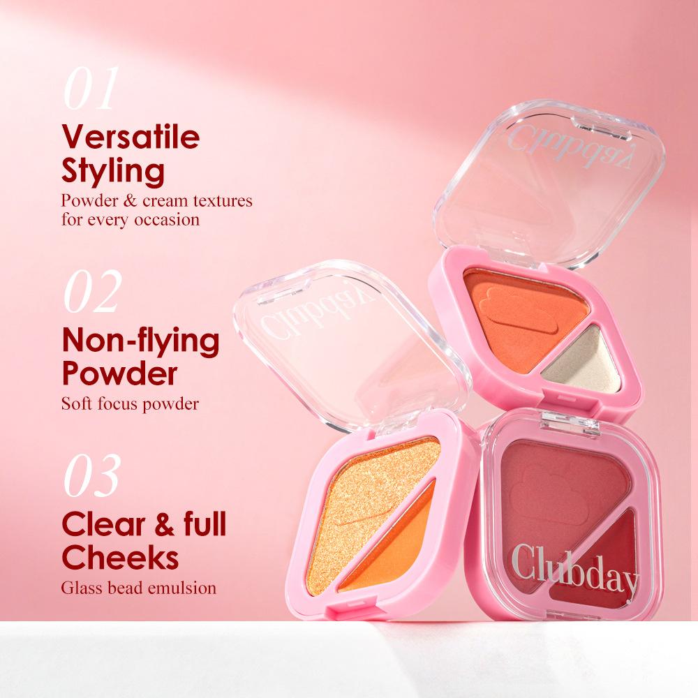 6pcs Dual-Color Blush Palette Set Two-in-One Powder Blush & Highlighter Pearly Fine Shimmer Cheek Dual-Use Natural Flushed Face Makeup Cosmetics