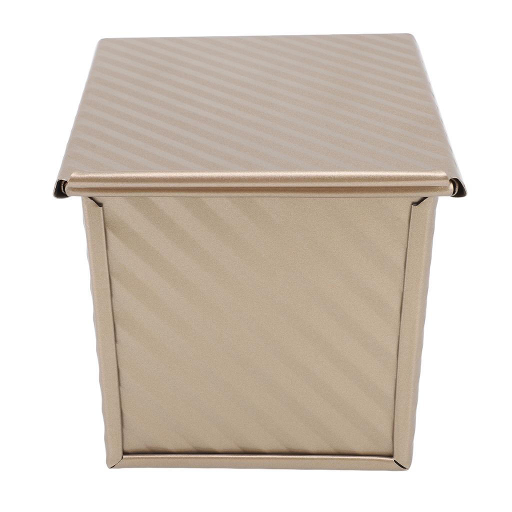 Corrugated Loaf Pan Stick Prevention Carbon Steel Small Bread Mold with Lid for Kitchen Golden