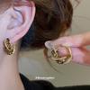 Maillard Tiger's Eye Geometric Ear Cuffs: Retro Niche High-End Earrings