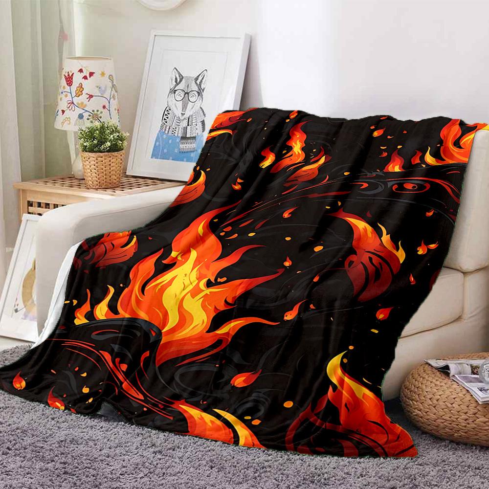 1pc Flame Dragon Blanket, Lightweight Flannel Throw Blanket for Sofa, Bed, Travel, Camping, Living Room, Office, Couch085