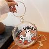 Zinc Zinc Alloy Halloween Round Handbag Printed PVC Transparent Pouch Storage Bag Doll Hanging Pouch  Figure