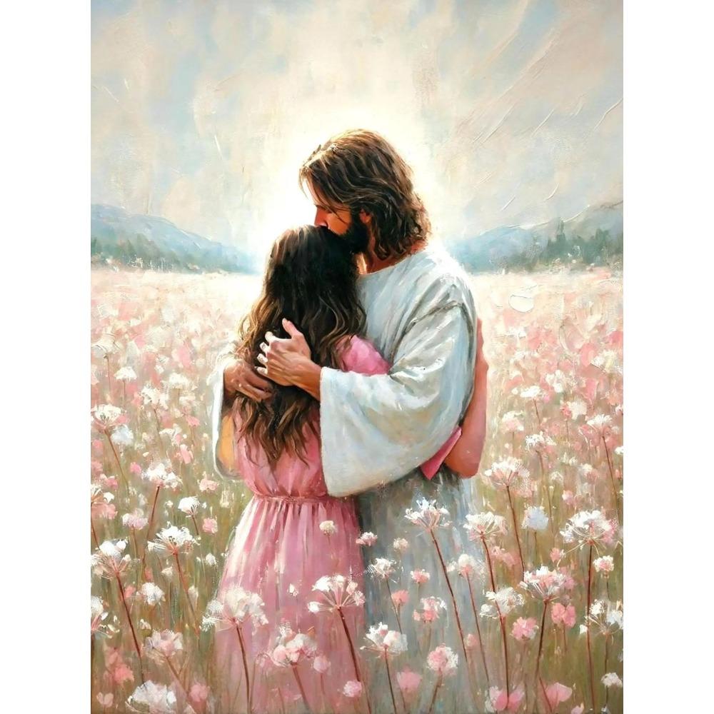 Jesus With Woman Christian Posters Savior Jesus Knows Your Pain Prints Canvas Painting Wall Art Pictures Beach Home Room Decor