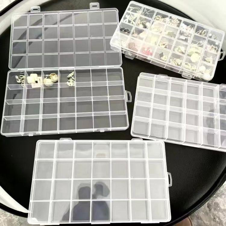 Large 24-Grid Multi-Compartment Plastic Storage Box with Lid for Hardware and Jewelry