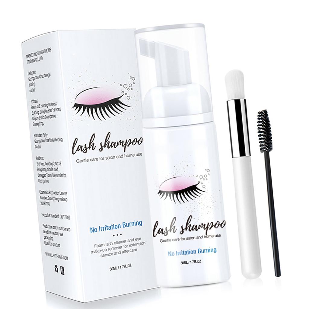 50ml Čistič řas Šampon na prodlužování řas Štěteček Pěna Čistič řas pro prodloužení & Přírodní řasy Odličovač Salonové Domácí použití