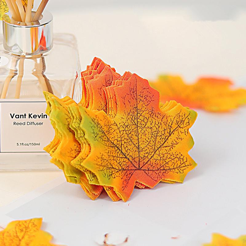 50-300Pcs Fall Artificial Maple Leaves Faux Silk Leaf For Thanksgiving Halloween Christmas Home Decor Wedding Party Supplies