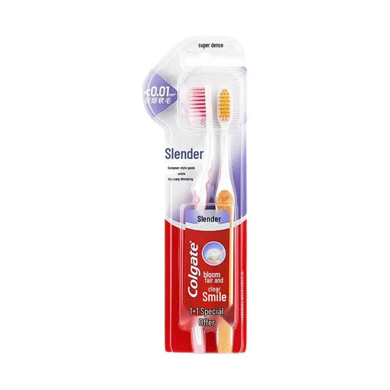 Colgate Slim Soft Dual Action Whitening Toothbrushes, 2-Pack