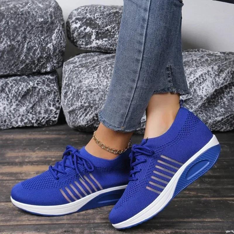 Women Tennis Breathable Mesh Height-increasing Slip-on Female Sock Footwear Outdoor Women Sneakers Platforms Shoes for Women