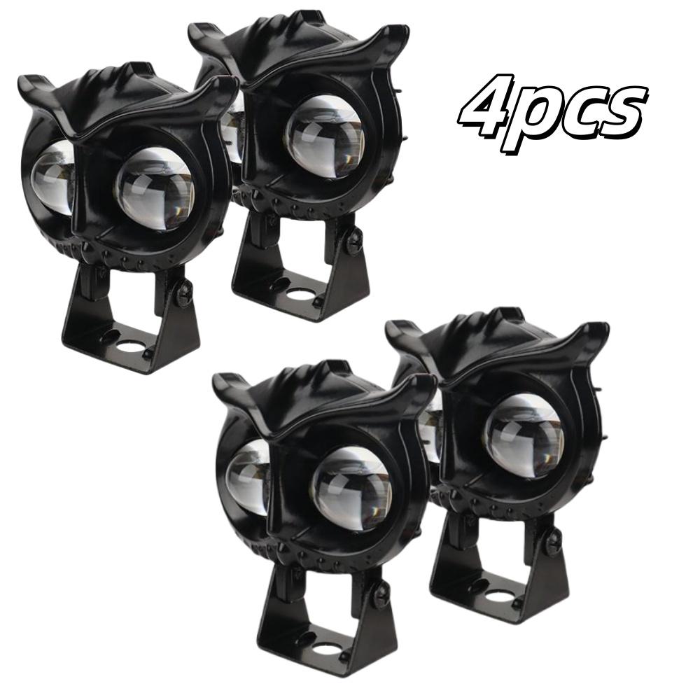 2/4pcs Motorcycle Headlight LED Spotlight White Yellow Driving Light Two Color Owl Model Bulb for Motorbike ATV Electric Vehicle